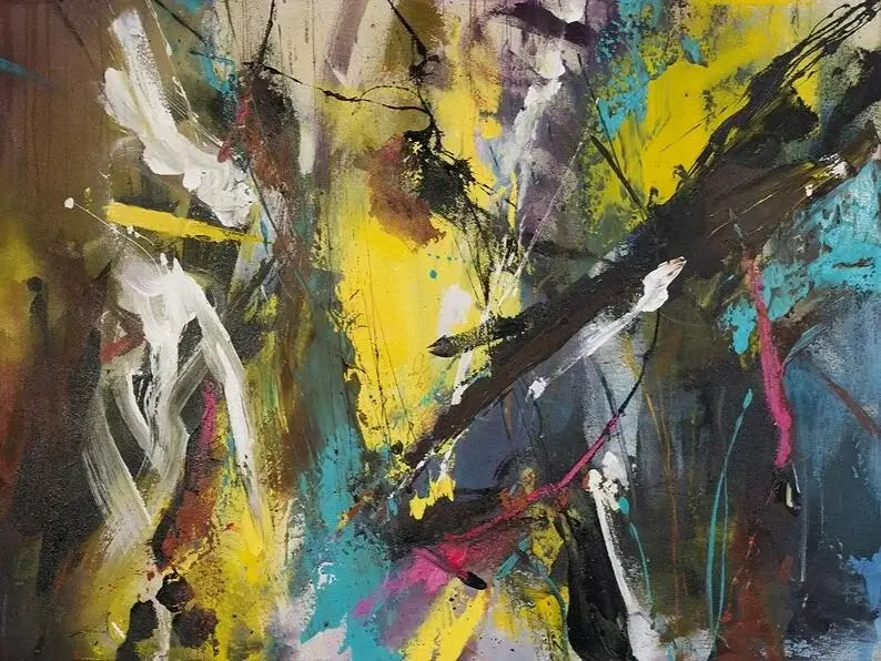 Cette œuvre de Jean-Pierre Lafrance, intitulée 'Abstract-#7-125', est une magnifique création en technique mixte sur toile. Dimensionnée à 36x48″ (91,44x121,92 cm), cette pièce abstraite attire par ses jeux de textures et de formes captivantes.