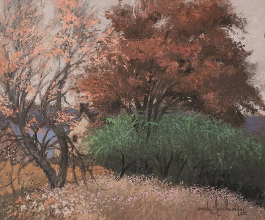 André L'Archevêque - Avant Les Pourpres Automnales / Huile/Toile, 1982, 10×12 po // 25,4×30,48 cm