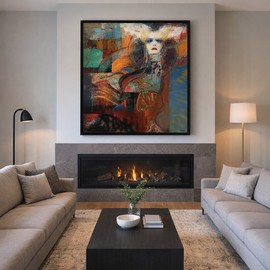 Dominic Besner - Mascaronne de Gris Règne / Mixed Media/Canvas, 2008 ,36×36 in // 91.44×91.44 cm