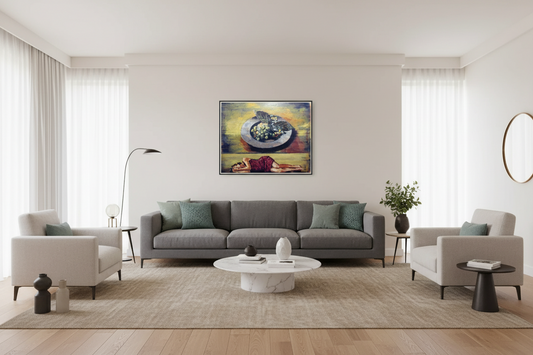 Jacques Payette - Couché Près Des Fruits / Encaustic/Canvas, 24×30 in // 60.96×76.20 cm