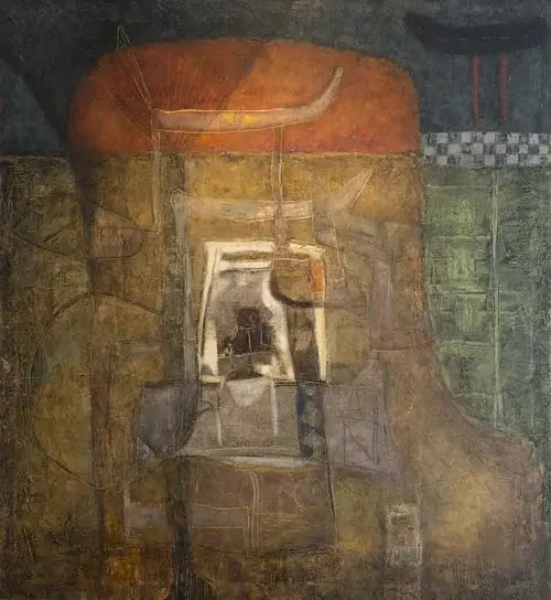 Cette œuvre sans titre de l’artiste Hyun Jou Lee se distingue par sa puissance évocatrice et son approche intuitive de la matière. Réalisée en technique mixte sur toile, elle s’étend sur 47 x 44 pouces (119,38 x 111,76 cm) et déploie un langage visuel emp