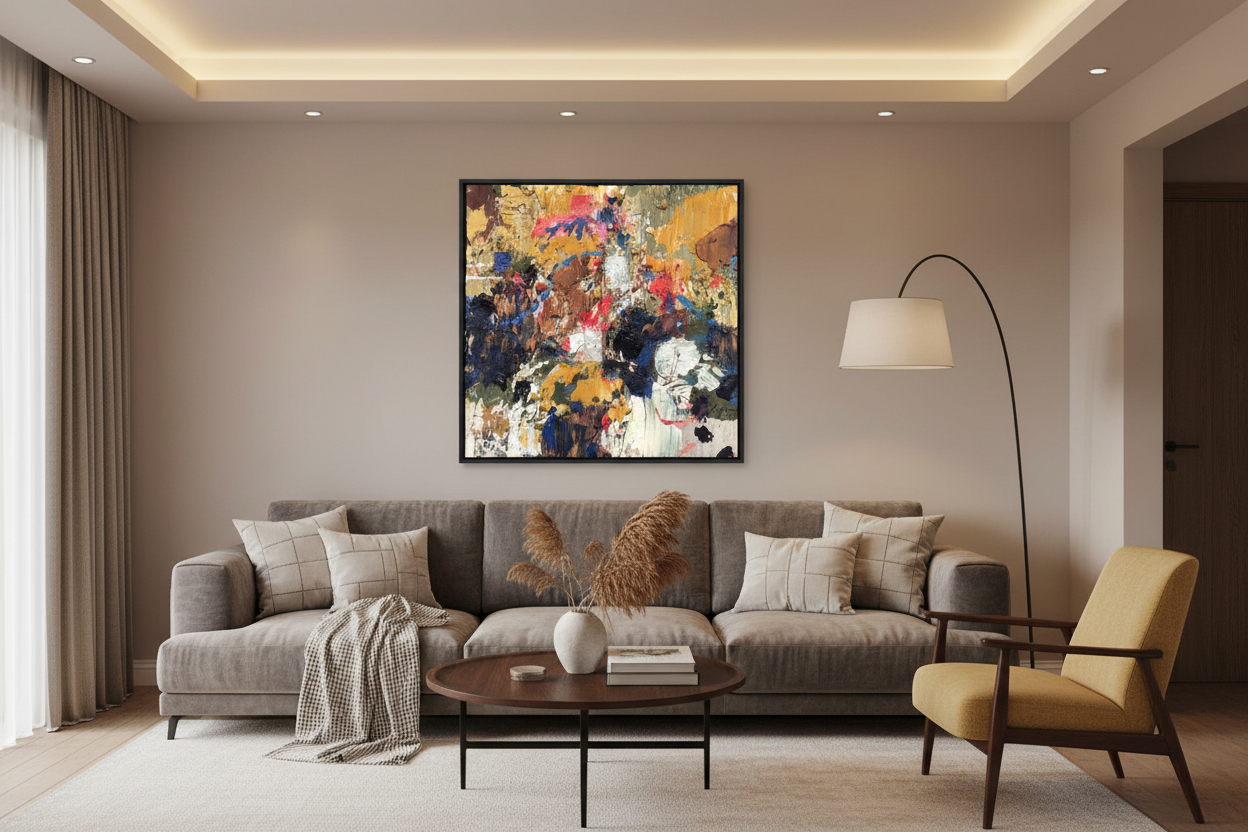 Jean-Pierre Lafrance – Sur la petite colline, Mixed Media on canvas