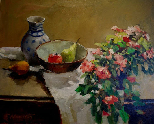 Frank Nemeth - Nature Morte Aux Azzlea / Huile/Toile, 20×24 po // 50,80×60,96 cm