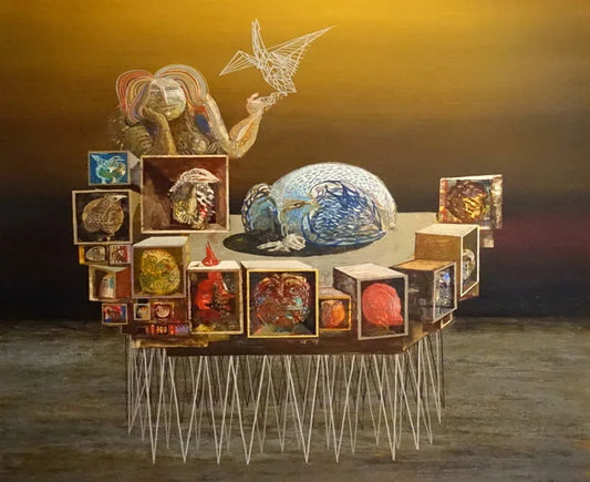 Jesús Carles De Vilallonga - Bird Seller / Tempera/Masonite, 1972, 40×30' in // 101.60×76.20 cm