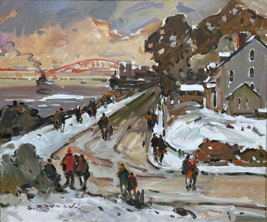 Serge Brunoni – Terrasse Turcotte, Acrylique sur toile, 30 x 36 pouces / 76,20 x 91,44 cm