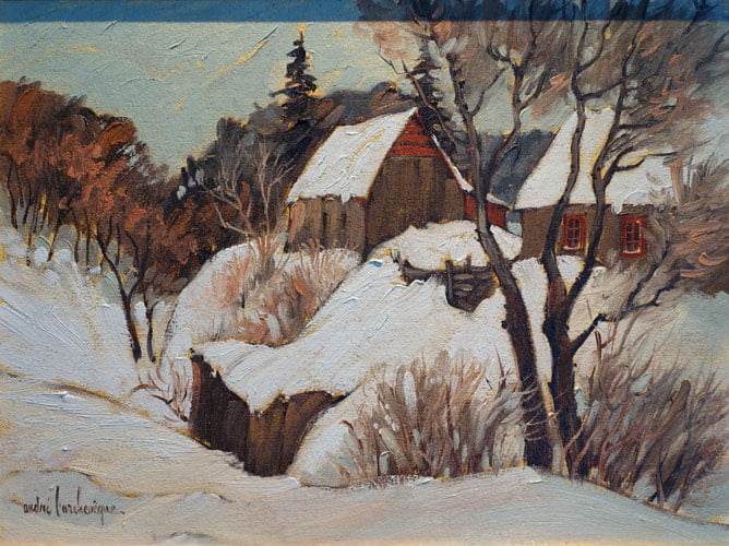 André Larchévêque - À la Ferme du Ravin / Oil/Canvas, 12×16 in // 30.48×40.64 cm