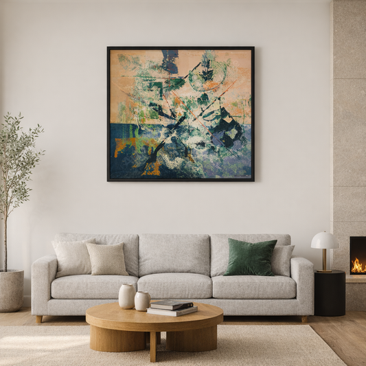 Léon Bellefleur - Le Jongleur aux Rideaux Mauves / Oil/Canvas, 1971, 32 x 39 3/4 in // 81.3 x 101 cm
