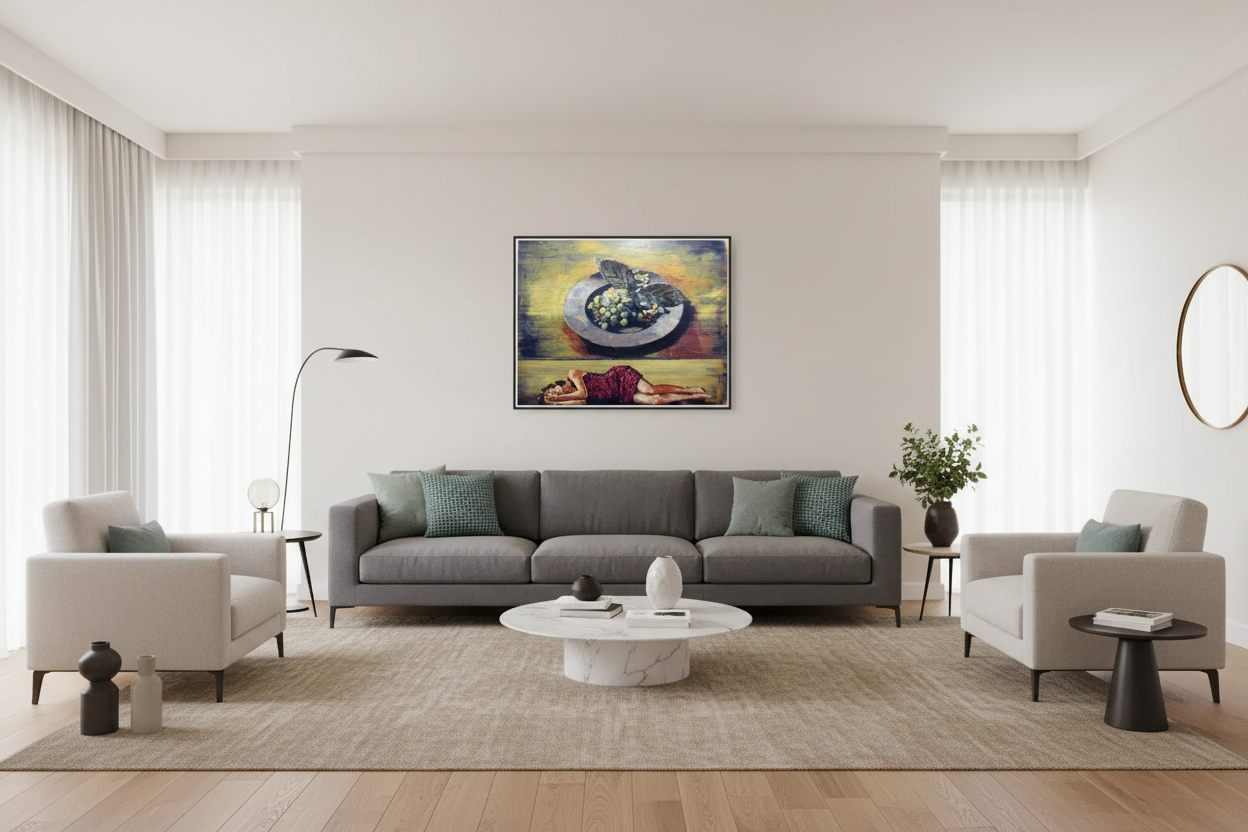 Jacques Payette - Couché Près Des Fruits / Encaustic/Canvas, 24×30 in // 60.96×76.20 cm