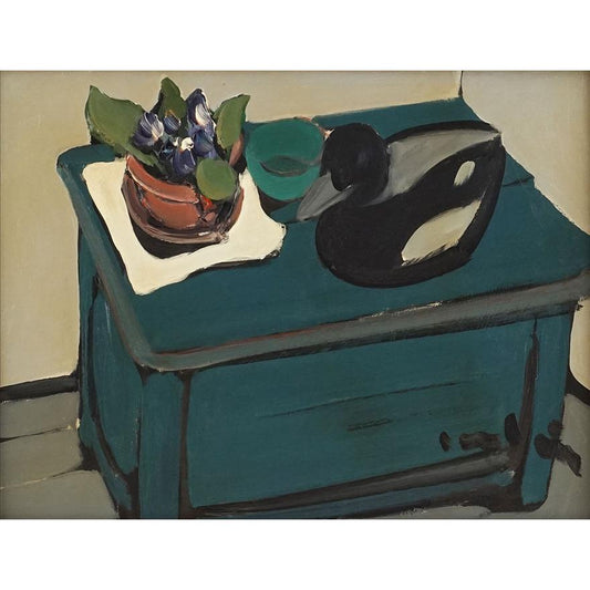 Roger Cantin – Intérieur en bleu, Acrylique sur panneau, 12 x 16 pouces / 30,48 x 40,64 cm