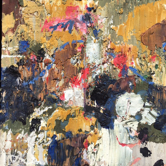 Jean-Pierre Lafrance –  Sur la petite colline, Technique Mixte sur toile, 14 x 14 pouces / 35,56 x 35,56 cm