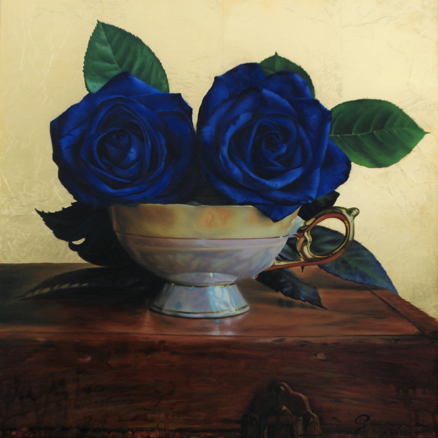 Guy-Anne Massicotte - Tasse ancienne et roses VI - 20 x 20 in // 50.80 x 50.80 cm